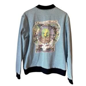 American Apparel Upcycled Grateful Dead Jean Jacket Size Large Jerry Garcia